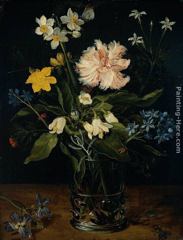 Still Life with Flowers in a Glass painting - Jan the elder Brueghel Still Life with Flowers in a Glass art painting